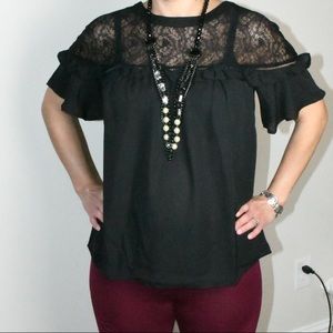 Black Lace Detailed Top
